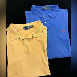 Polo by Ralph Lauren Men's Blue and Tan Polo Shirts